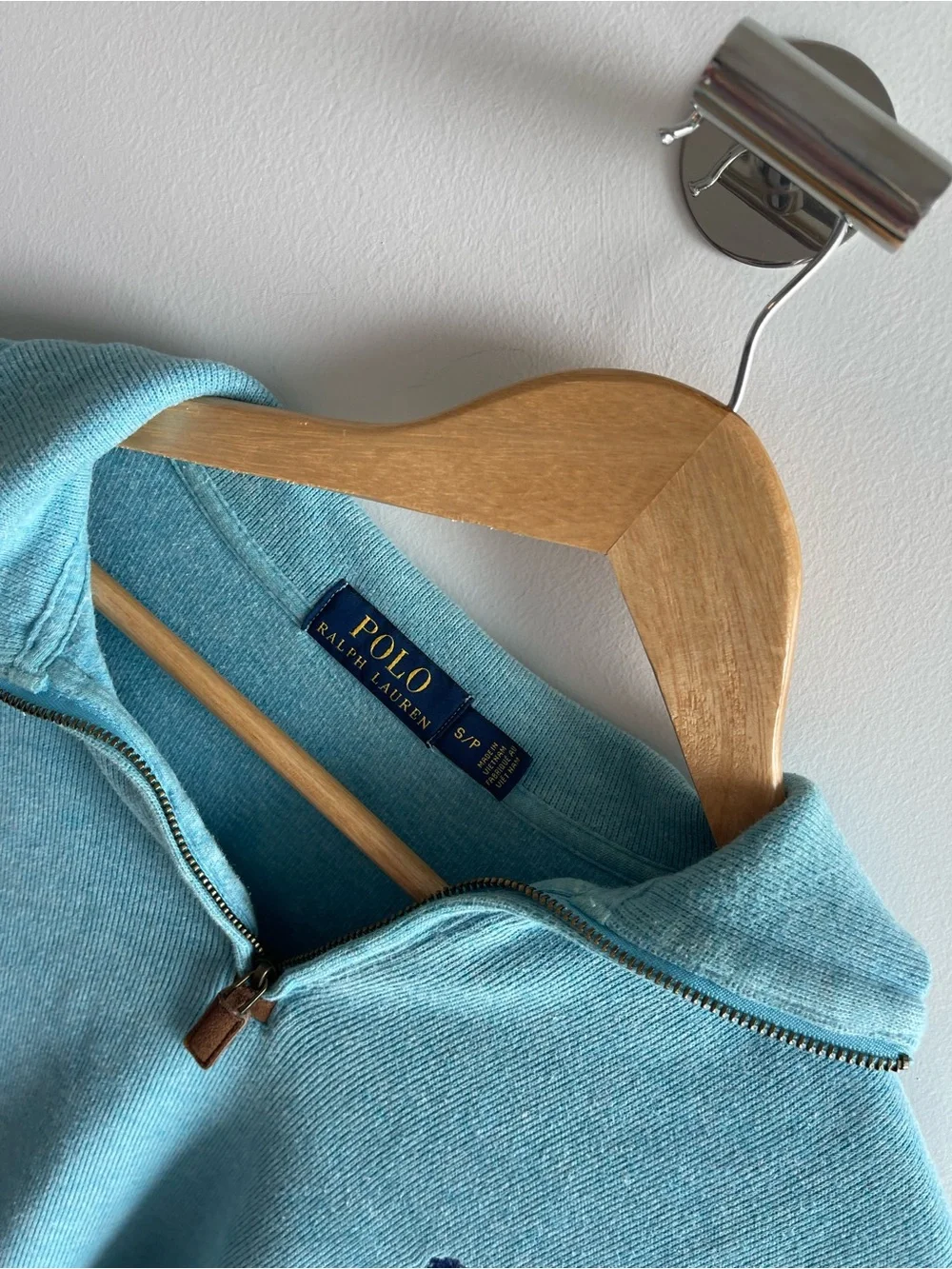 Ralph Lauren Aqua Quarter-Zip Sweater